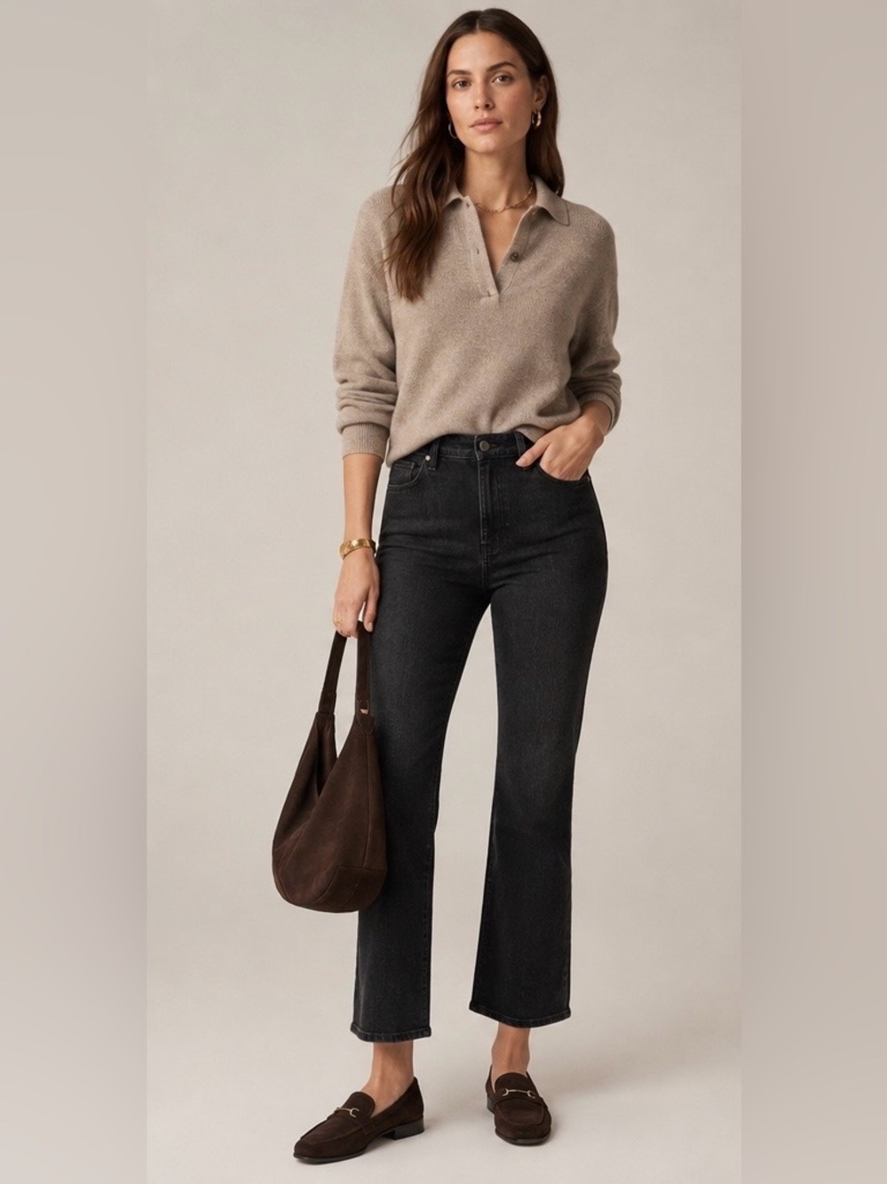 J. Crew Petite high-rise cropped kickout jean in 1996 semi-stretch black